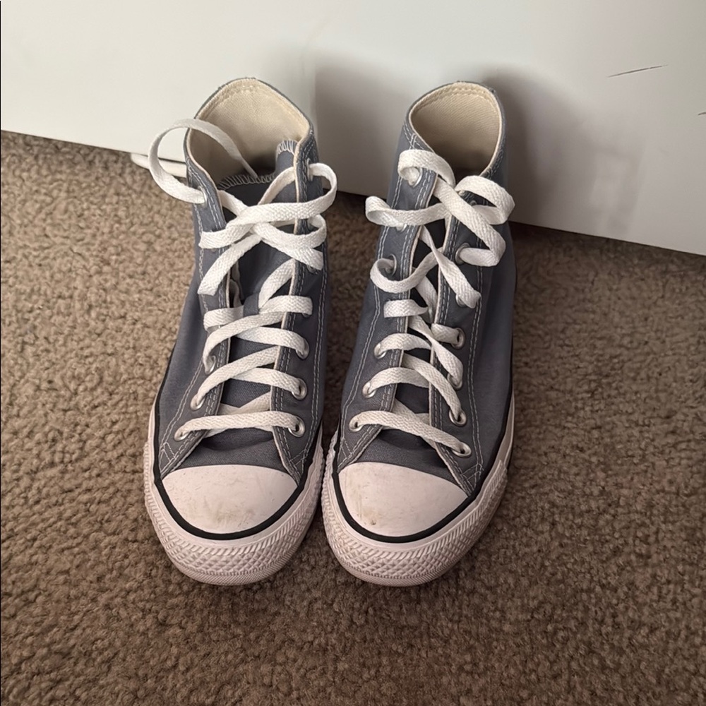 Converse Gray and White High-Top Sneakers Classic Design